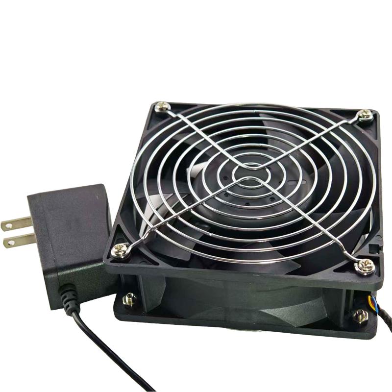 台达 散热风机黑色塑料边框、黑色塑料扇叶、DC12V、12038、滚珠轴承、带铁网和电源适配器成套 AFC1212DE