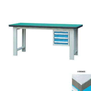 锐德 50mm不锈钢桌面单吊3抽柜重型工作桌1800W×750D×800H，载重:1000kg，不含安装 RD1802BB