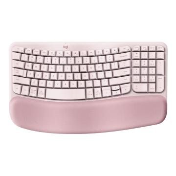 Logitech/罗技 无线蓝牙键盘人体工学键盘 WAVE KEYS 粉