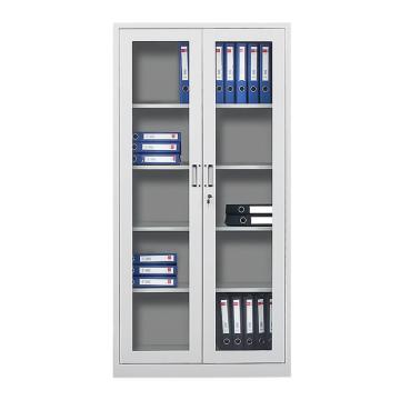 HiBoss 钢制文件柜办公铁皮柜档案柜储物柜通体玻璃柜850*390*1800mm GJSP-90