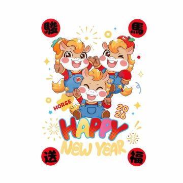 功成狮 马年新年玻璃橱窗贴骏馬送福 宽50*高70cm GFUD2640