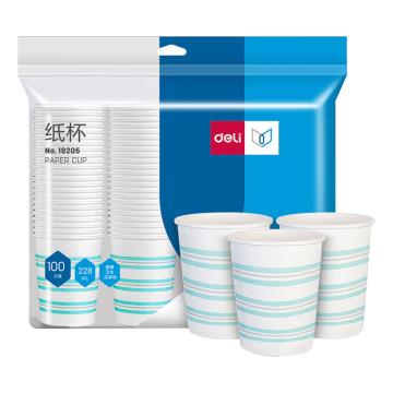 deli/得力 一次性纸杯228ml 100只/包 19205