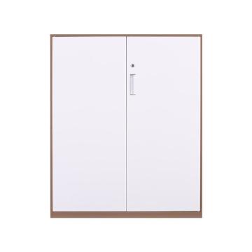 中阳 1090对开铁柜文件柜长900*宽400*高1090mm 办公柜拆装窄边柜 咖白色加厚款 ZY-ZBG-23