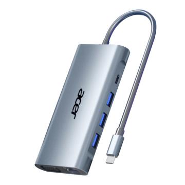 Acer/宏碁 10口拓展坞PD100W*1 3.5音频*1 读卡器*2 DHMI*1 VGA*1 千兆网卡*1 USB3.0*3 HY41-T10（千兆版）