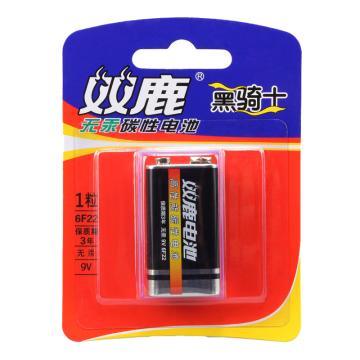 双鹿电池 9V无汞碳性电池9V万用表电池 6F22