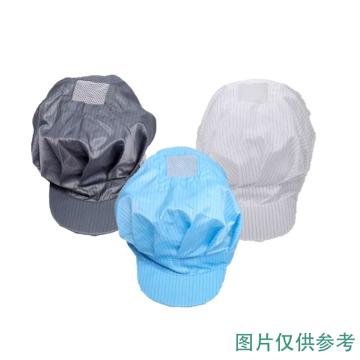 功成狮 条纹防静电帽透气帽檐款，头顶+两侧开网，灰色均码，10顶/袋 GW8076