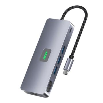 Acer/宏碁 11口拓展坞3.5音频*1 DP*1 DHMI*1 SD卡*2 PD100W*1 USB3.2*3 VGA*1 千兆网卡*1 HY41-T11千兆(升级灯光板)
