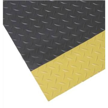 力九和 耐用型铁板纹抗疲劳地垫 黑色+黄边，0.6m*1m*12mm(宽x长x厚）