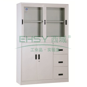 中阳 宽偏三斗文件柜钢板厚度为0.8mm 灰白色 1180宽*390深*1850高