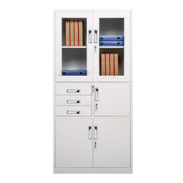 中兴 偏三斗内保险柜铁皮柜厚度0.6mm 850*390*1800mm 灰白色 QLZX39
