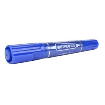 齐心 记号笔大双头油性 细头2mm粗头6mm 10PCS/盒 MK803蓝