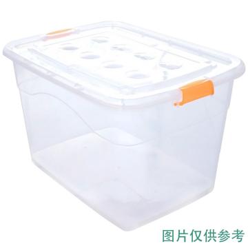 益美得 收纳箱透明带盖塑料（62×46×40cm）超大号带轮120L YH6049