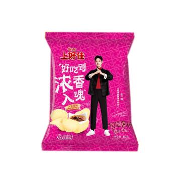 上好佳 休闲零食 田园薯片，80g*12袋 八宝酱味