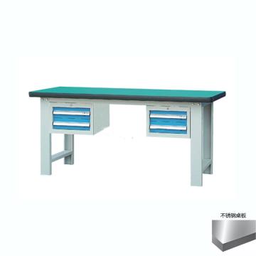 锐德 50mm不锈钢桌面双吊2抽柜重型工作桌1800W×750D×800H，载重:1000kg，不含安装 RD1802CB
