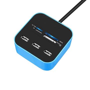 酷比客 USB2.0 3口集线器带读卡器/蓝色 LCHC01BU