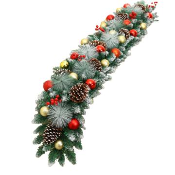 功成狮 圣诞装饰藤条1.8米【200T】-PVC+松针尖头喷白混合藤条-金红混搭 GFUD2406