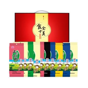 川珍 五谷杂粮礼盒糙米/高粱米/黑米/红豆/黄豆/绿豆/小米/燕麦米/玉米渣/血糯米各400g 4000g