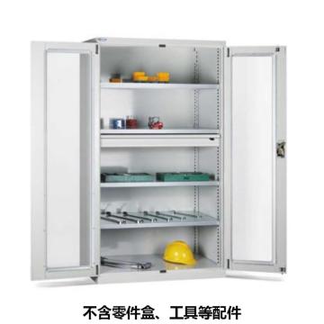 位邦 储物柜，1023×550×1800mm，灰色，对开玻璃门柜，4层层板，1抽屉 77.6402.01