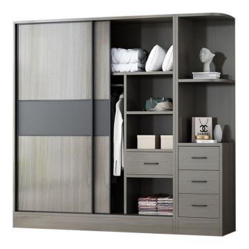 HiBoss 小户型主卧衣橱家用储物柜推拉门衣柜1.6米主柜+边柜2000*500*2000mm GJSP-205