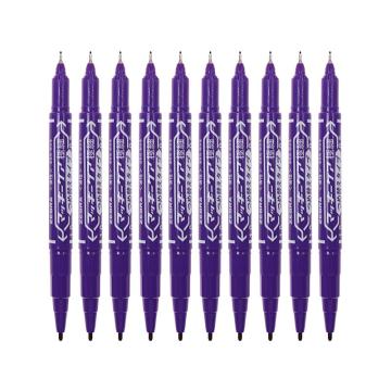 ZEBRA/斑马 速干油性小双头记号笔细头1.0-1.3mm 极细头0.5mm(10支/盒) YYTS5紫色