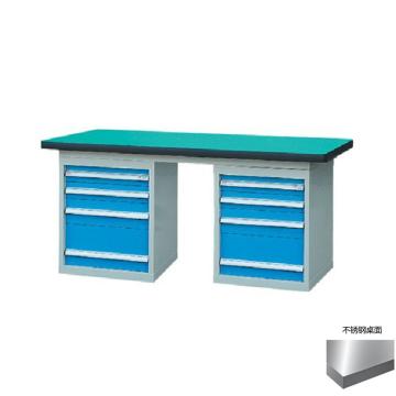 锐德 50mm不锈钢桌面双侧4抽柜重型工作桌1800W×750D×800H，载重:1000kg，不含安装 RD1804AB
