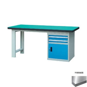 锐德 50mm不锈钢桌面单侧2抽1门柜重型工作桌1500W×750D×800H，载重:1000kg，不含安装 RD1503DB