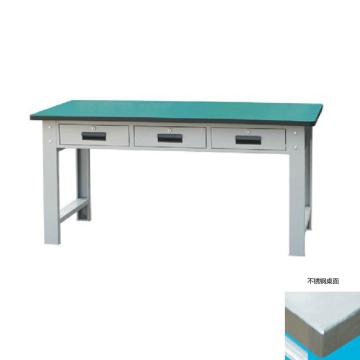 锐德 50mm不锈钢桌面三抽重型工作桌1500W×750D×800H，载重:1000kg，不含安装 RD1531B