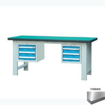 锐德 50mm不锈钢桌面双吊3抽柜重型工作桌1800W×750D×800H，载重:1000kg，不含安装 RD1802DB