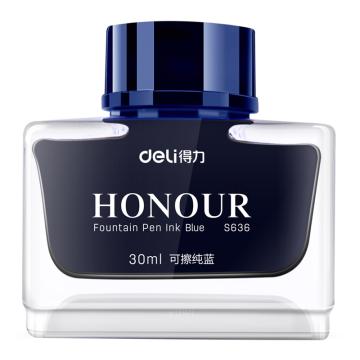 deli/得力 钢笔墨水/非碳素钢笔墨水30ml S636纯蓝