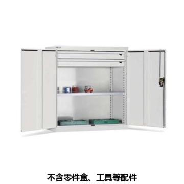 位邦 储物柜1023×550×1000mm，灰色，对开钢门柜，1层层板，2抽屉 77.6221.01
