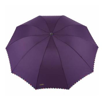 TIANTANG/天堂 加大加固64cm*10骨三折晴雨商务伞 3311E碰深紫色