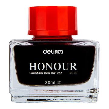 deli/得力 钢笔墨水/非碳素钢笔墨水30ml S636红