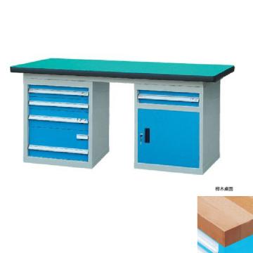 锐德 50mm榉木桌面双侧5抽1门柜重型工作桌1500W×750D×800H，载重:1000kg，不含安装 RD1505CJ