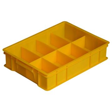 Raxwell 固定分格周转箱中号8格，370×275×85mm，黄色 RHSS4391