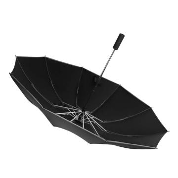 三极户外 10骨全自动反向伞 TP7399 黑胶布+反光条星空黑
