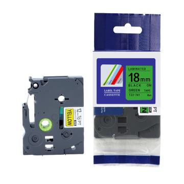 普贴 标签色带，绿底黑字 宽度18mmTZ2－741 适用于兄弟ＴＺ系列标签机 TZ2－741