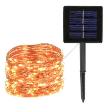 功成狮 LED铜线灯串S250606001-178 暖白升级USB充电太阳能带遥控8功能50米500灯 GFUD1994