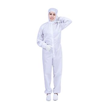 凌致 0.5条纹防静电连帽（不含脚套）三连体服同型号系列起订量10套 白色 LZ01001-1，5XL码