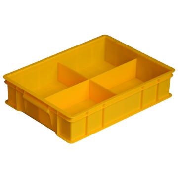 Raxwell 固定分格周转箱中号4格，370×275×85mm，黄色 RHSS4387