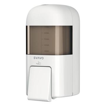 瑞沃 高端皂液器卫生间手动按压洗手机700ml 滴液款 ZM-053S白色+透明茶