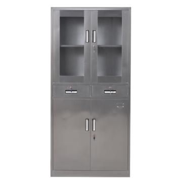 中阳 304不锈钢中二斗器械柜900宽*390深*1800高 钢板厚度为0.7mm 灰白色 ZYB-04
