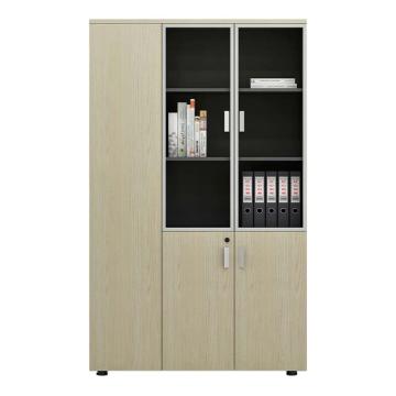 虎啸 左三门文件收纳柜板式资料柜文件柜 1200*400*2000mm 木色+铁灰 HXJJG135