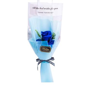 功成狮 女神节香皂花束3朵玫瑰【蓝色】+礼袋 40*15CM GFUD0328