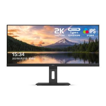 AOC 显示器34英寸 WFHD 21:9带鱼屏 IPS技术 123%sRGB色域 Type-C 65W反向充电 家用办公 Q34P2C