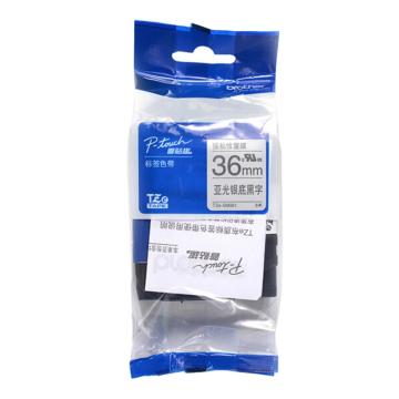 兄弟 标签色带亚光银底/黑字（强粘性） 36mm TZe-SM961