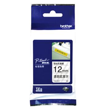 兄弟 标签色带透明底/黑字（强粘性）12mm TZe- S131