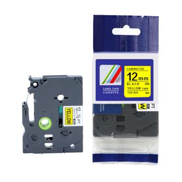 普贴 标签色带，黄底黑字 宽度12mmTZ2－631 适用于兄弟ＴＺ系列标签机 TZ2－631