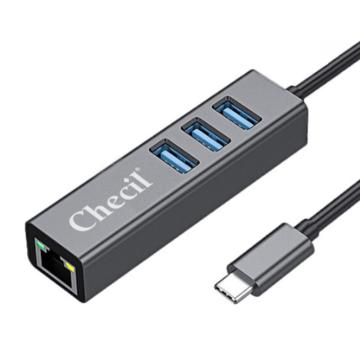 创乘 千兆网卡Type-C千兆网卡+三口USBHUB 深空灰 CD031G