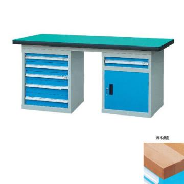 锐德 50mm榉木桌面双侧6抽1门柜重型工作桌1800W×750D×800H，载重:1000kg，不含安装 RD1805DJ