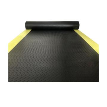 Ecobooths/爱柯部落 维稳A型钢板纹PVC地垫防滑防静电走道地垫地毯 1.2m×1m×3mm黑色黄边
